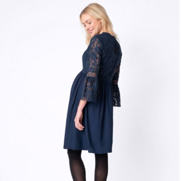 Seraphine Lace Navy Blue Maternity Dress - Picture 1 of 7